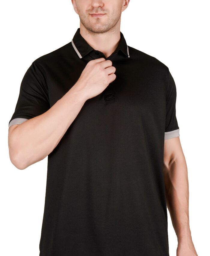 Twill HS Black Polo Contrast Tee